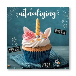 Uitnodigingskaarten - Eenhoorn cupcake - 6st. - VBE.2023