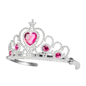 Tiara - Gracia - Zilver met roze hartje - Plastic