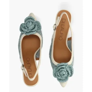 Di Lauro Deriva Beige/Blauw Dames Slingbacks