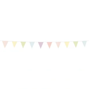 Vlaggenlijn - Pastel - Polyester/katoen - 9 vlaggen - 23cm hoog - 6m