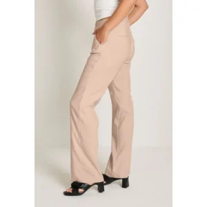 Linnen broek, beige tint  elastiek in de lenden  recht model  zeer aangename fitting (  PARA.365 )