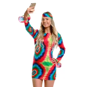 Jurk - Hippie - Tye dye - Neon - XS