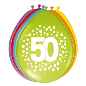 Ballonnen - 50 jaar - Rainbow dots - 30cm - 8st.