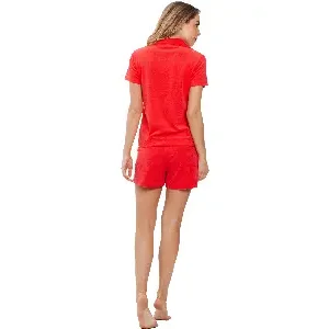 Pastunette Rebelle Dames Pyjama: Rood, Terry badstof ( zomerse badstof ) ( PAS.90 )