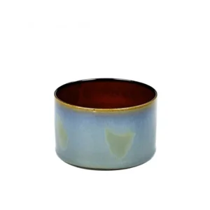 Beker cilinder laag dia. 7.5 x h 5cm smokey blue/rust en rust/dark blue