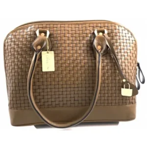 CHEEMO Bugarty Weave handgemaakte lederen schoudertas COGNAC
