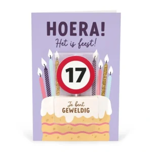 Kaart - Taartkaarsje - 17 jaar