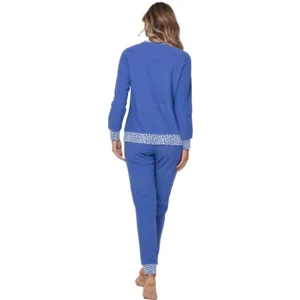 Pastunette Rebelle Dames pyjama: Blauw, badstof gemoltoneerd ( PAS.129 )