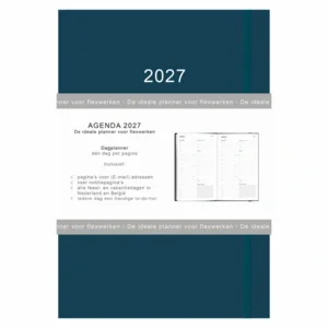 Agenda - 2027 - Thuiswerkagenda - Blauw - A5 formaat - 14,8x21cm
