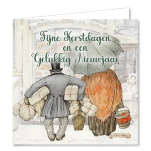 Kerstkaarten - Anton Pieck - Winkelend echtpaar & fanfare - 10st.