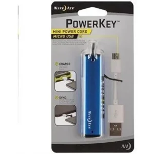 Nite Ize Power Key Micro USB Blauw oplaadkabel Smartphone in een metalen behuizing PKYU-03-R7