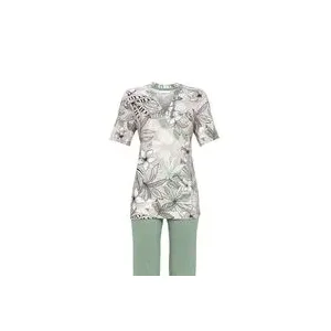 Ringella Pyjama dames: Groen, korte mouw + 3/4 broek, modal katoen ( RIN.561 )