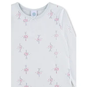 Sanetta Pyjama meisjes: Bloemetjes, licht blauw, 100% katoen ( SAN.158 )