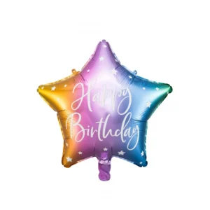 Folieballon - Happy birthday - Ster - Regenboog - 40cm - Zonder vulling