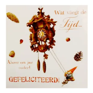 Kaart - Rien Poortvliet - Al weer een jaar ouder gefeliciteerd - Wat vliegt de tijd