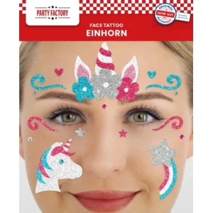 Unicorn gezicht tattoo stickers - Glitter tattoo sticker