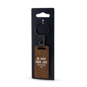 Sleutelhanger - Lekker stoer - Ik hou van jou - Hout