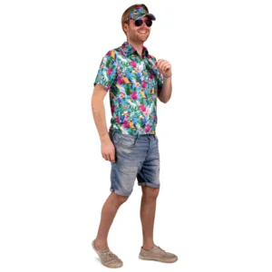 Kostuum - Blouse - Hawaii - Met zonneklep - Blauw - L/XL