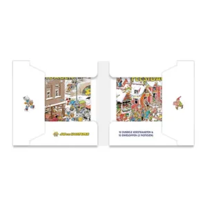 Kaarten - Kerst - Jan van Haasteren - Boom optuigen/Kerstman valt - 10st.