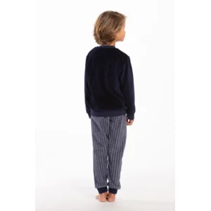 Eskimo Pyjama Jongens: Stephen, Fleece broek, shirt velours ( ESK.1816 / ESK1817 )