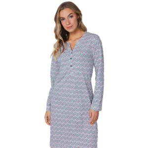 Pastunette dames nachthemd: Blauw, 100% katoen ( PAS.133 )