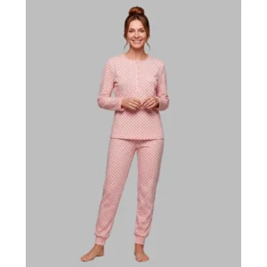 Egatex Pyjama Dames: Roze met bolletjes, Interlock ( EGA.550 )