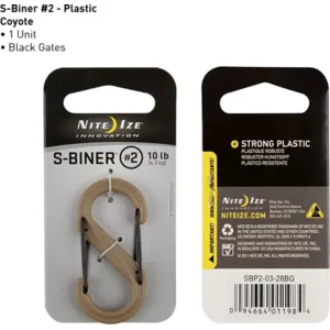 Nite Ize S-Biner Size #2 Plastic Coyote Zwart poorten Karabijnhaak SBP2-03-28BG