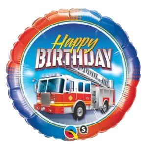 Folieballon - Happy birthday - Brandweer auto - 46cm - Zonder vulling