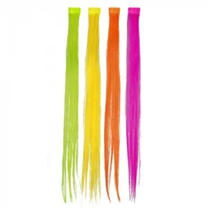 Haar extensions neon set - Hair extensions in 4 kleuren ( Oranje - Roos - Geel - Groen )