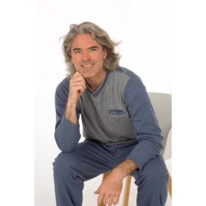 Perlina Heren Pyjama: Otto, interlock brushed, Jeans tot 4XL ( LINA.105