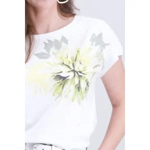 Signe Nature T-shirt: Ecru / Kaki ( Signe.1358 )
