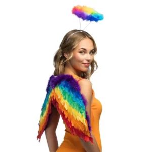 Regenboog Engelenset – Diadeem Halo & Vleugels voor Pride, Carnaval of Festival