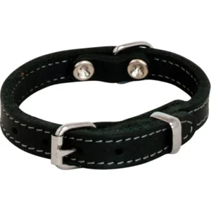 Vetleder halsband zwart 'Jack and Vanilla' 30 mm x 65 cm – halsomvang: 52-58 cm