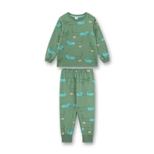 Sanetta pyjama Jongens: groen, teckels / krokodillen ( SAN.177 )