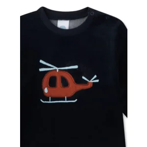 Sanetta Pyjama Jongens: Velours, helikopter, Donker blauw ( SAN.130 )