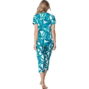Pastunette Dames Pyjama: Turquoise, korte mouw - kniebroek ( PAS.155 )