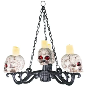 Griezelige Schedel Kandelaar 3-in-1 met Lichtgevende Ogen – Verstelbaar – Halloween Luster of Wanddecoratie