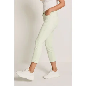 Para mi dames broek: Capri L26, Color denim, Pistacio Green ( PARA.352 )