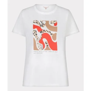 Esqualo T-shirt: Off White / Chili Red, Korte mouw ( ESQ.318 )