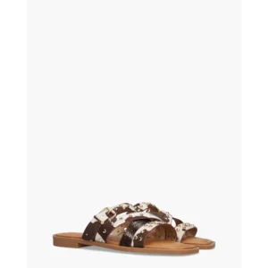 Ella Cruz Zare Bruin/Wit Damesslippers