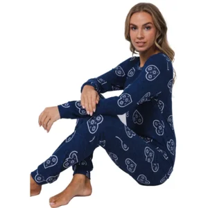 Pastunette Pyjama Dames: Rebelle, Blauw, super zacht en warm ( PAS.112 )