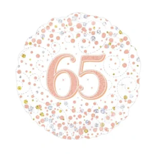 Folieballon - 65 Jaar - Holografisch - Rosé Goud - 45cm - Zonder vulling