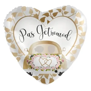 Folieballon - Hart - Pas getrouwd - Wit goud - 43cm - Zonder vulling
