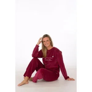 Perlina pyjama dames: Tonia, Velours, Wine ( AMM.671 )
