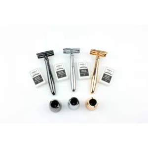 Rebels With A Cause Premium Metal Double Edge Safety Razor With Stand and 5 Extra Blades