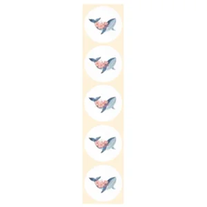 Stickers - Walvis met bloemen - Rond - 4cm - 100st. - DBLS048