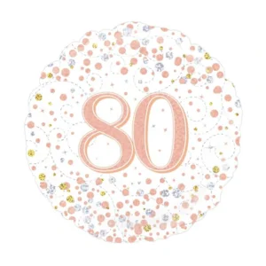 Folieballon - 80 Jaar - Holografisch - Rosé Goud - 45cm - Zonder vulling