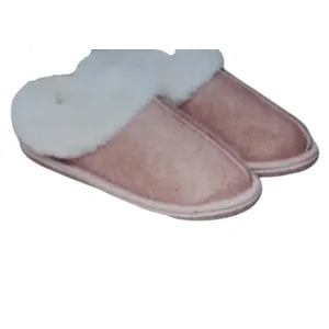 Dames pantoffels met schapenwol - licht bruin - laag model - maat 36 tot 42 36-37