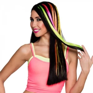 Haar extensions neon set - Hair extensions in 4 kleuren ( Oranje - Roos - Geel - Groen )