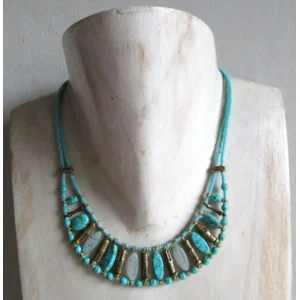 Fantasiejuweel ketting turquoise/brons